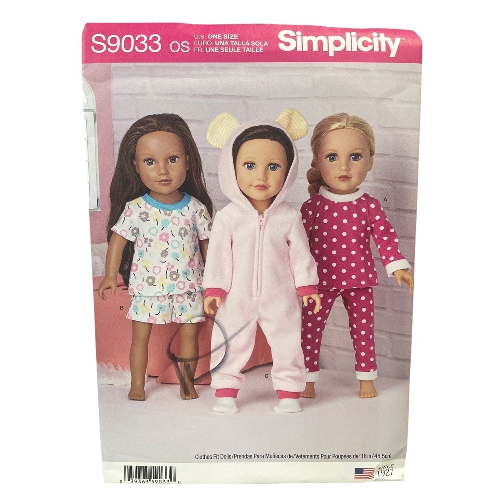 Simplicity S9033 Doll Clothes Pattern Fits 18 Inch Dolls One Size